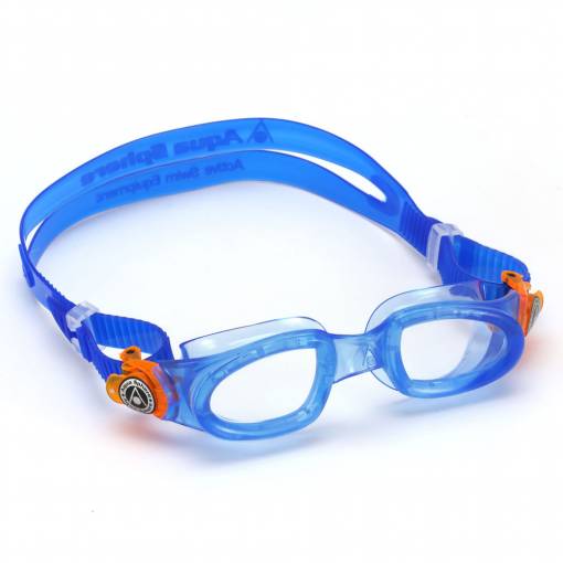 Moby kids swimming goggles clear blue orange