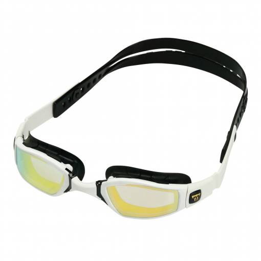 NINJA swimming goggles gold titanium mirror white frame black strap
