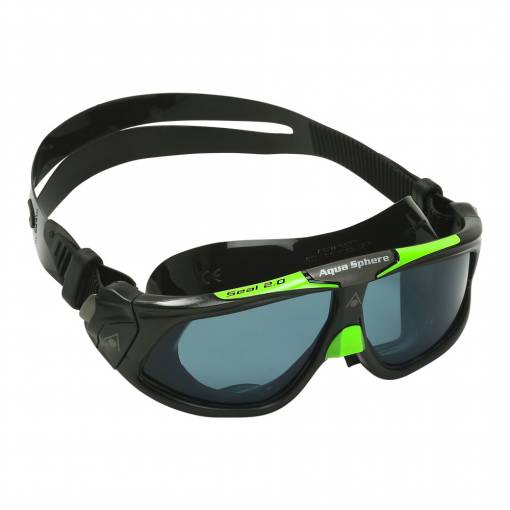 Seal swimming goggles smoked lens black and lime frame