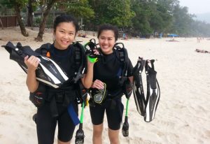 Beginners learning to scuba dive at Kata Beach 