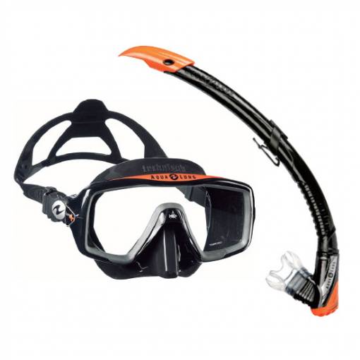 Aqualung Ventura Zephyr diving mask and snorkel set black orange
